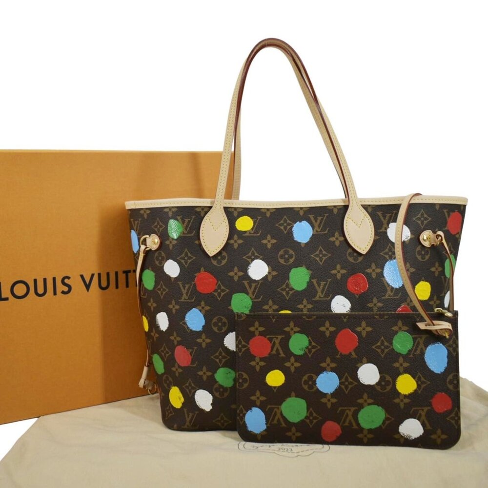 LOUIS VUITTON x YK Neverfull MM Monogram Canvas Shoulder Bag Brown - Picture 3 of 14
